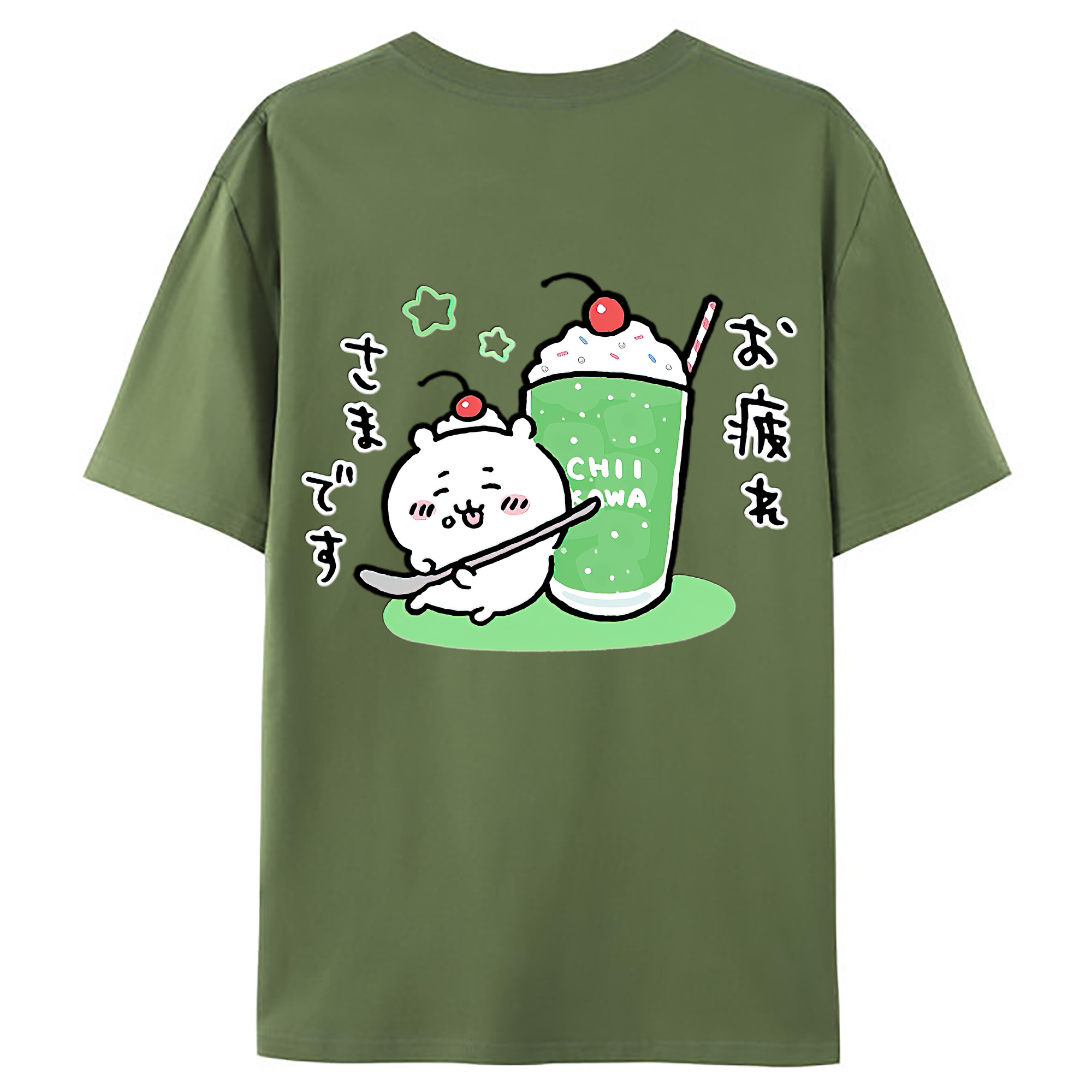 （画像用） ちいかわ ちいかわ Chii-kawa chiikawa 綿100％ メンズ半袖Tシャツ（バックプリント） 通気性